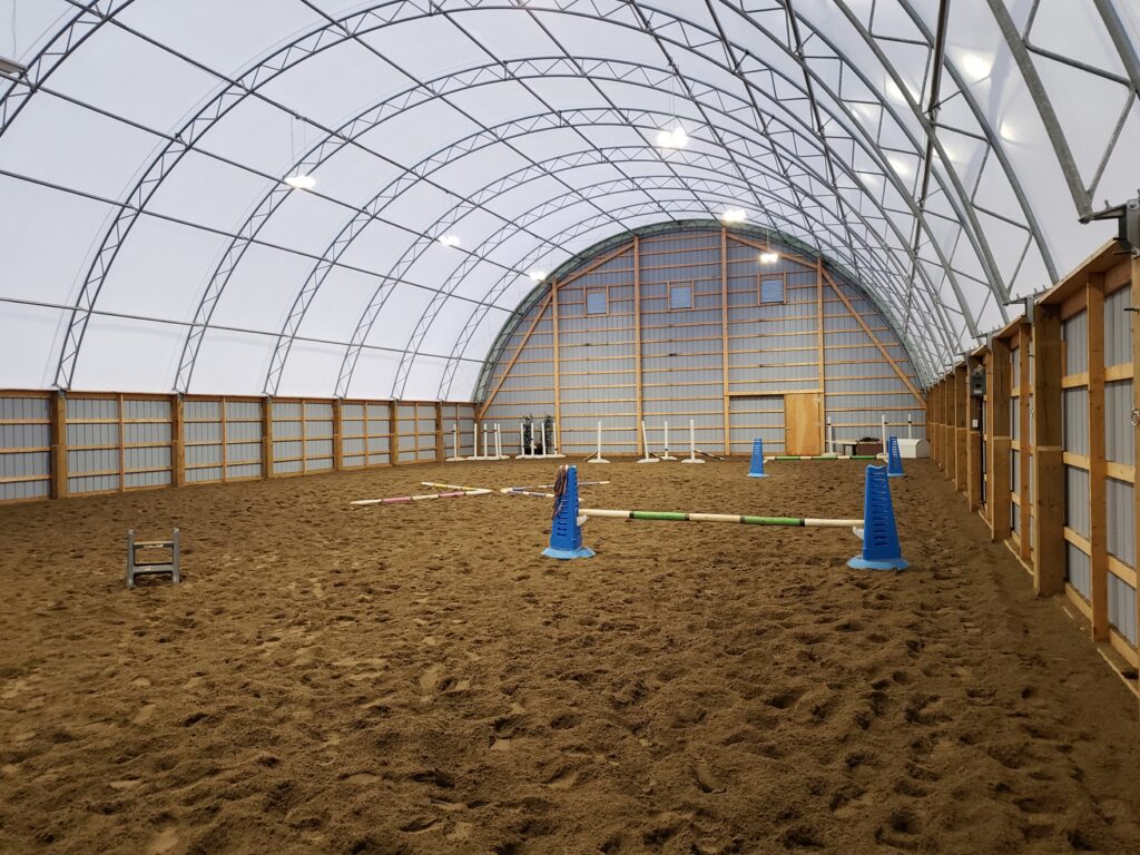 Briar and Susie Taylor 62x132 Indoor Riding Arena - Britespan Customizable Solutions for Britespan Fabric Arenas