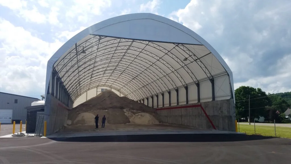 80 Wide 100 Long Atlas Salt Sand Storage Coshocton OH Ohio - Britespan 80 by 100 foot Britespan Atlas sand and salt storage building in Coshocton Ohio